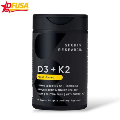 Sports Research® Vitamin D3 + K2 with Coconut Oil - 60 Softgels