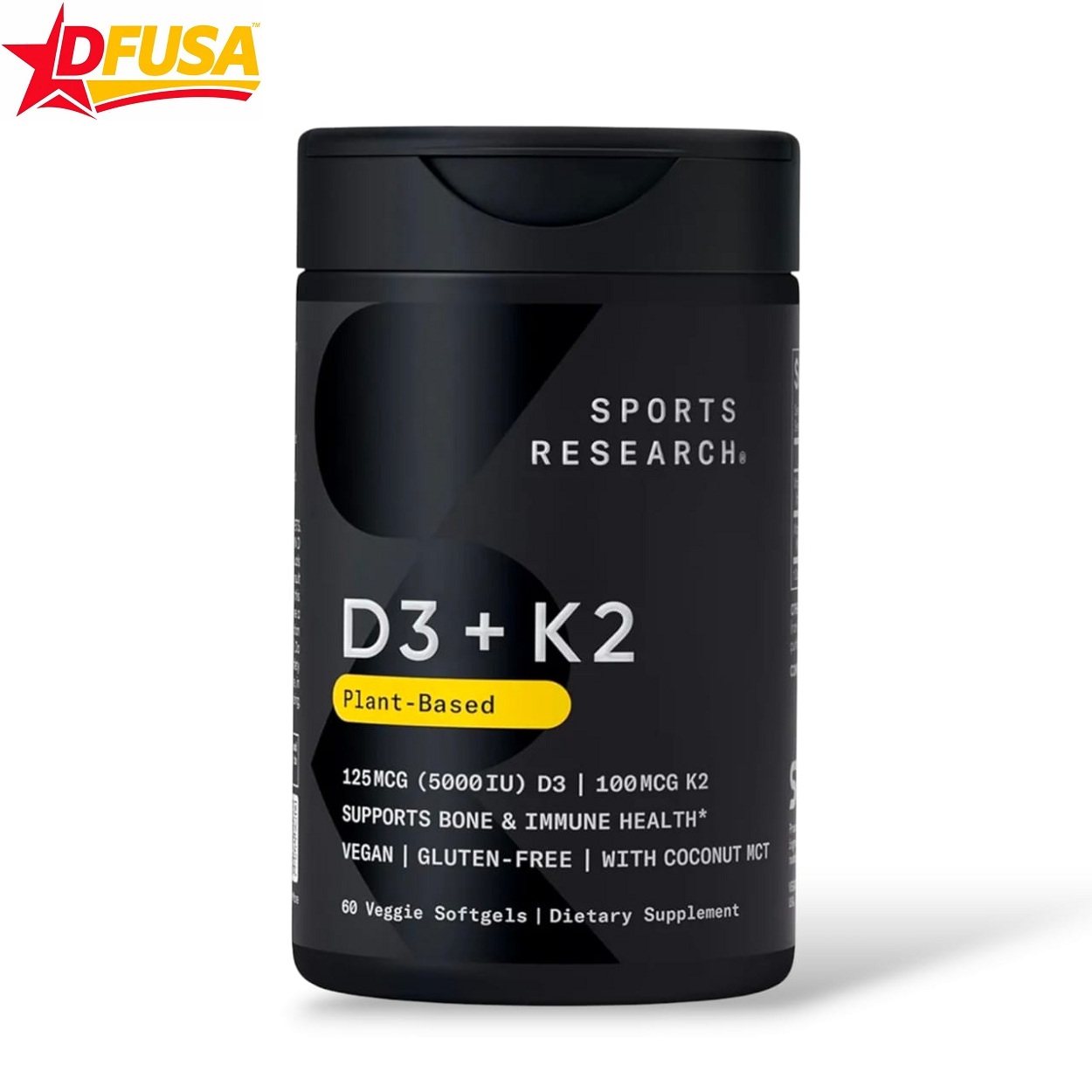 Sports Research® Vitamin D3 + K2 with Coconut Oil - 60 Softgels