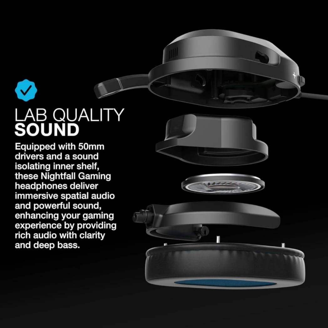 JLab Nightfall Gaming Headset with Near-Field Directional Flip-to-Mute Rotating Boom Mic - Image 3