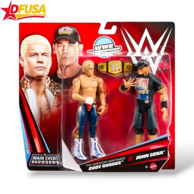 WWE Cody Rhodes and John Cena Basic Series 26 Wrestling Action Figures 2-Pack Championship Main Event Showdown with Undisputed WWE Title/Belt – 6 inch (Mattel Brand)
