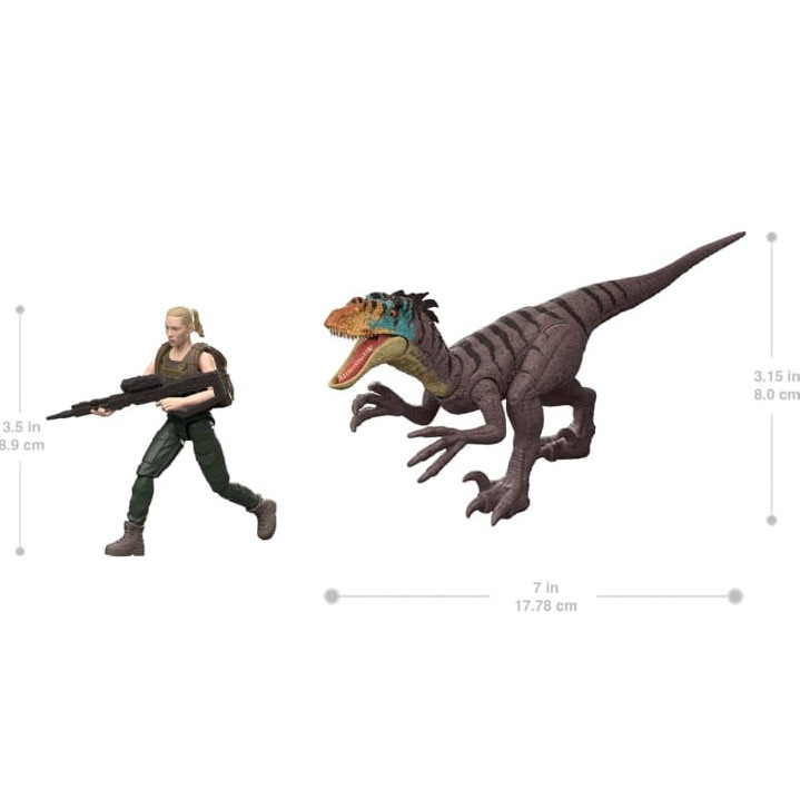 Mattel Jurassic World Rebirth Human & Dinosaur Figure Toy Pack - Zora Bennett (Scarlett Johansson & Velociraptor) - Image 2