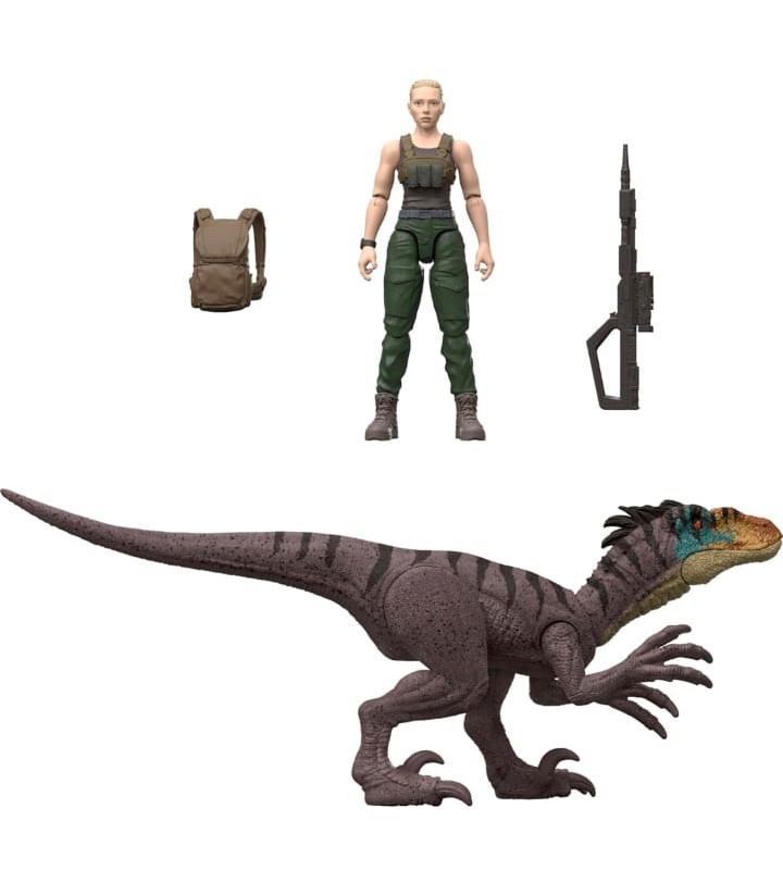 Mattel Jurassic World Rebirth Human & Dinosaur Figure Toy Pack - Zora Bennett (Scarlett Johansson & Velociraptor) - Image 3