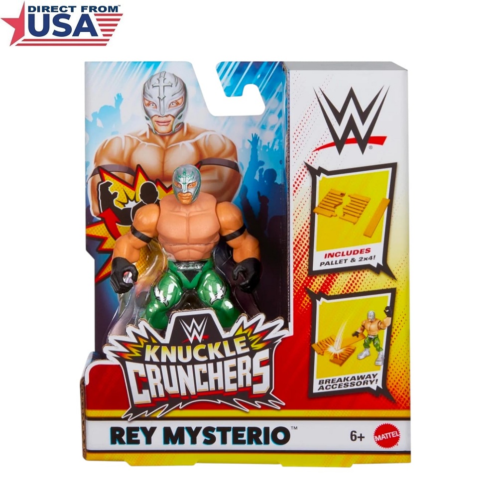 Rey Mysterio WWE Knuckle Crunchers Series 6 Action Figure 3 Inch with Pallet and 2 x 4 – (Mattel Brand)