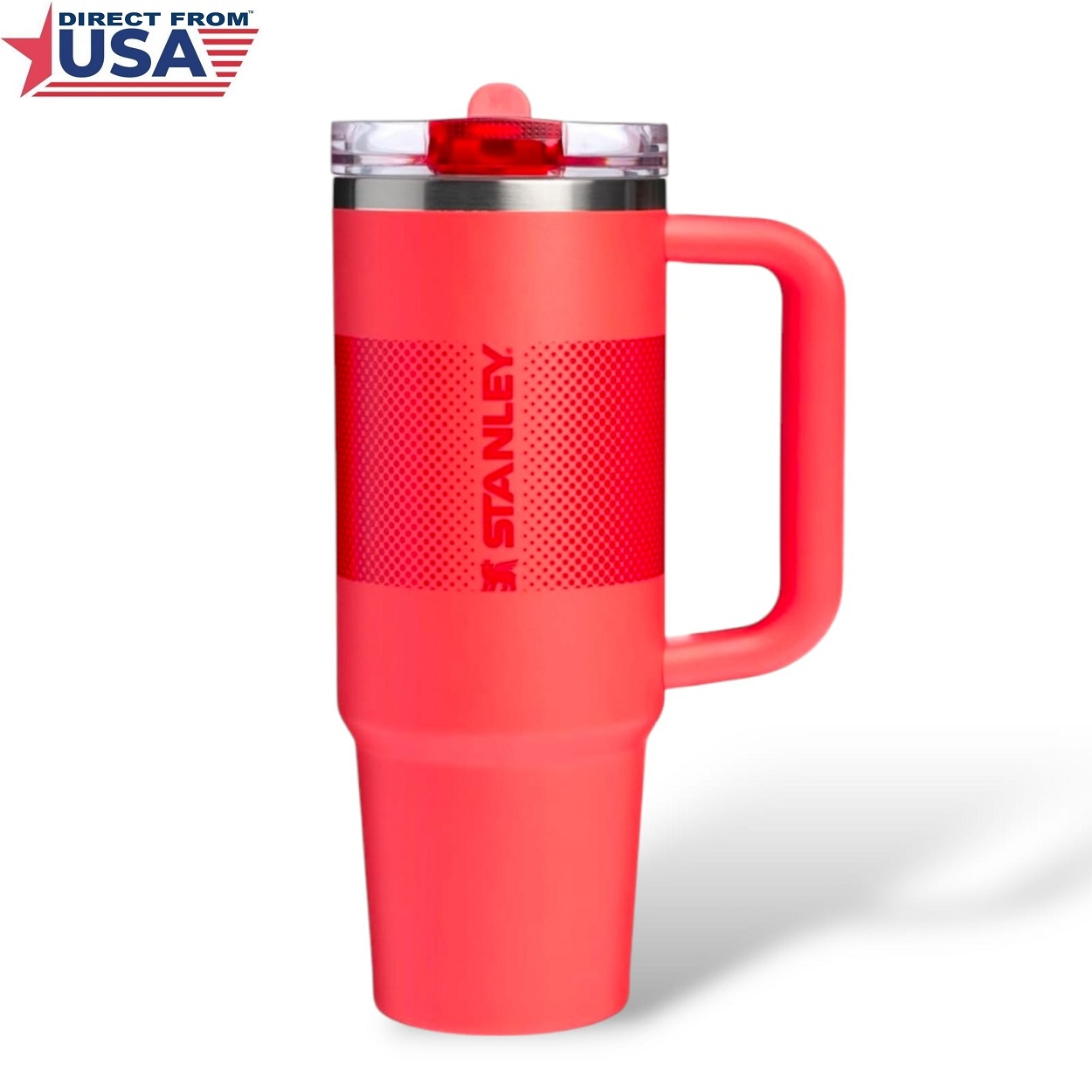 USA Original Stanley Quencher ProTour Flip Straw Tumbler 2.0 - 40 OZ (Hot Coral Fade)