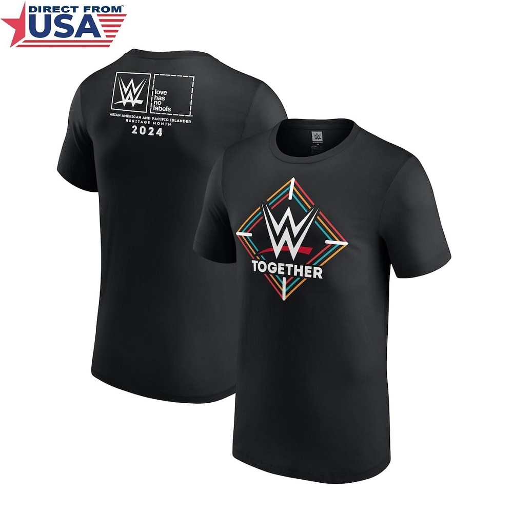 WWE Authentic Men's Black 2024 AAPI Heritage Month Together T-Shirt (Officially Licensed)