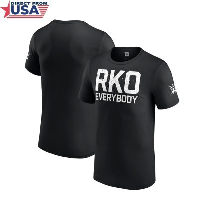 WWE Authentic Men's Black Randy Orton RKO Everybody T-Shirt (Officially Licensed)
