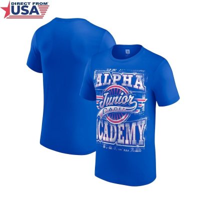 WWE Authentic Men's Blue Alpha Academy Junior Cadet T-Shirt (Officially Licensed)