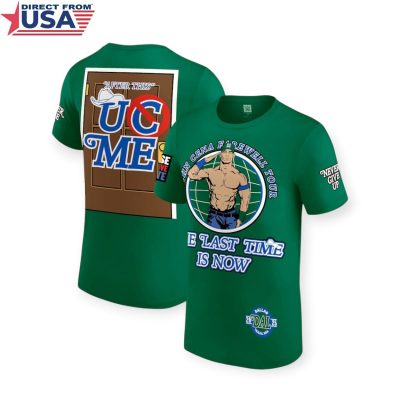 WWE Authentic Men's Green John Cena Farewell Tour 2025 Dallas T-Shirt (Officially Licensed)
