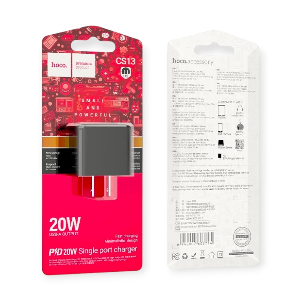 Hoco CS13 Ocean Single Port PD20W Wall Charger - US Plug - Image 2