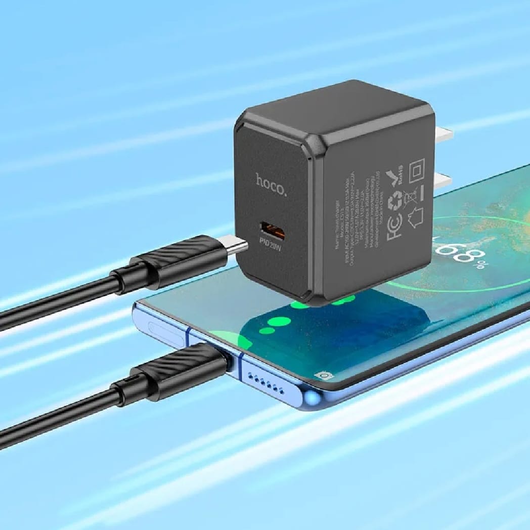 Hoco CS13 Ocean Single Port PD20W Wall Charger - US Plug - Image 3