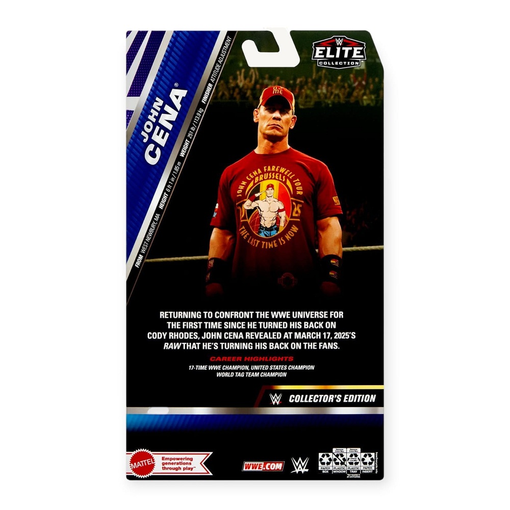 WWE Heel Turn John Cena Elite Series 120 Exclusive Collector's Edition Red Brussels Action Figure with Accessories – 6 inch (Mattel Brand) - Image 3