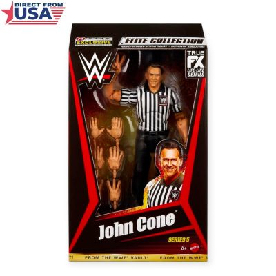 WWE Referee John Cone (Black and White) from the Vault Series 5 Elite Action Figure with Accessories – 6 inch (Mattel Brand)