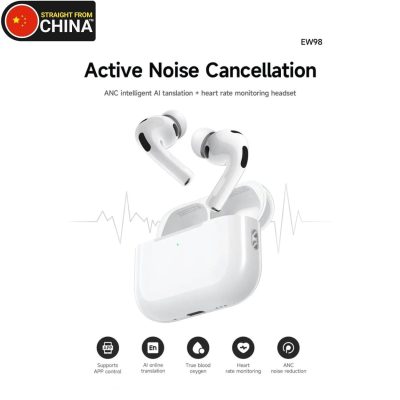 Hoco EW98 ANC Intelligent AI Translation + Heart Rate Monitoring Earbuds - White