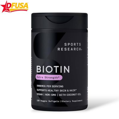 Sports Research® Biotin 5000mcg - 120 Veggie Softgels