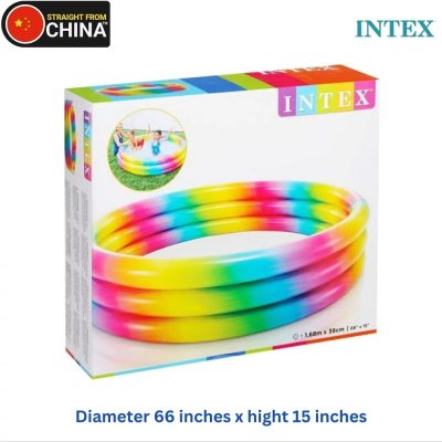 INTEX Kids Rainbow Ombre Inflatable Swimming Pool - (66 inch x 15 inch)