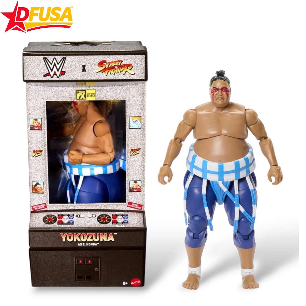 WWE X Street Fighter Yokozuna as E.Honda Elite Action Figure & Accessories – 6 inch (Mattel Brand)