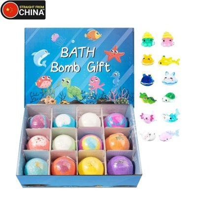 12 Pcs Bath Bombs for Kids with Toys Inside Bath Bombs Gift Set with Sea Animal Toys - Misc. Colors (2.1 Oz Each)