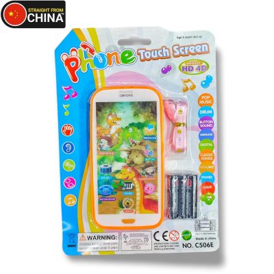 Children Touch Screen Learning Toy Mobile Phone with Drum, Rhymes, Counting, Pop Music, Message and Piano Sounds and Light