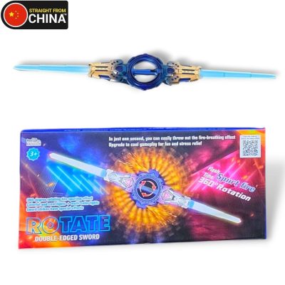 Fire Spiral Sword Double-Edged Light Sword Toy with LED Lights & Sound, Wrist-Activated Rotating Action, Role Play Toy for Kids & Teens - 108cm x 17.5cm