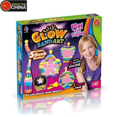 Glow Sand Art Play and Display Set for Girls with 5 Sand Bottles with 1 Glow Sand