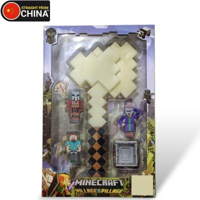 Minecraft Enchanted Pixels Sword/PickAxe with Mini Figures and LED Lights & Sounds – 39cm x 19cm
