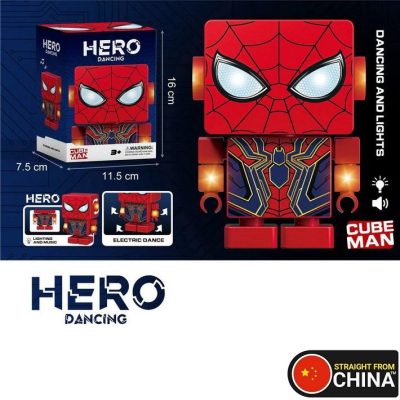 Spiderman Hero Dancing Cube Man Action Figure with Lights and Music