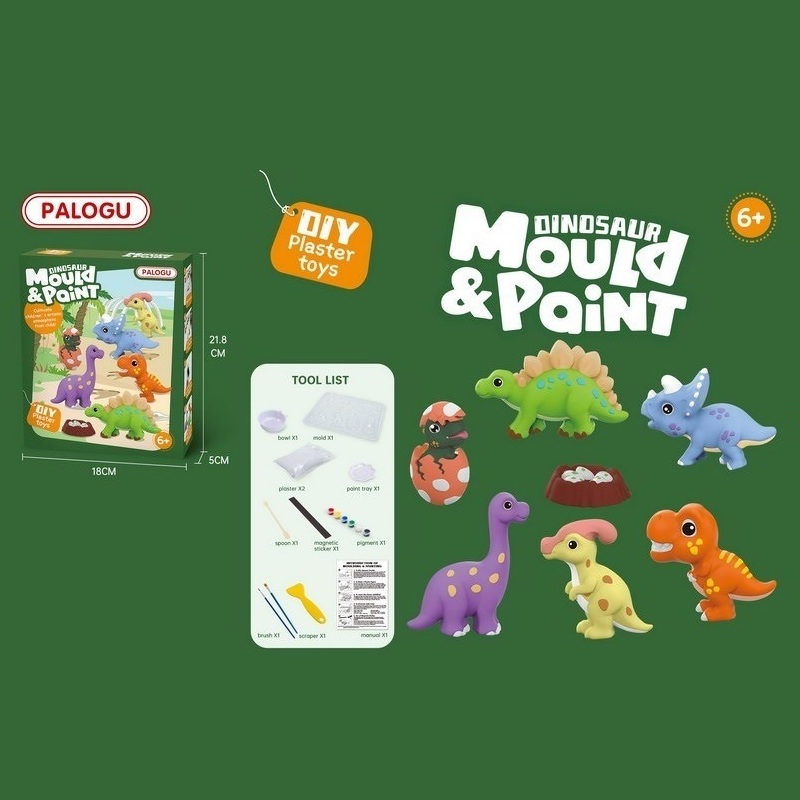 Dinosaur Mould And Paint Fun DIY Plaster Toy Set for Kids - Image 2