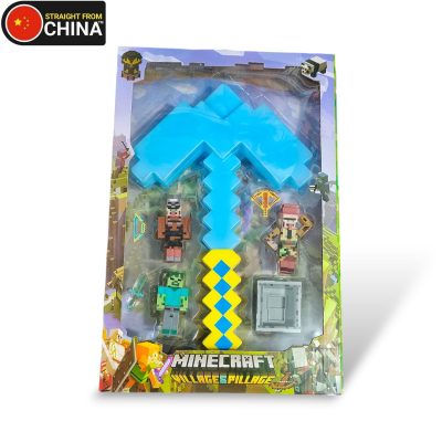 Minecraft Enchanted Pixels Sword/PickAxe with Mini Figures - 39cm x 19cm