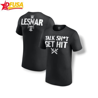 WWE Authentic Men's Black Brock Lesnar Talk Sh*t Get Hit T-Shirt (Officially Licensed)