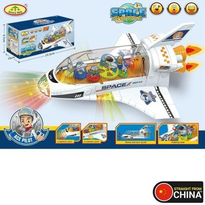 Stunning Space X Shuttle Toy Plane for Kids with LED Flashing Lights, Bump and Around & Rotating Gears
