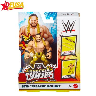 Seth ”Freakin” Rollins WWE Knuckle Crunchers Series 8 Action Figure 3 Inch with Championship Title and Accessories – (Mattel Brand)